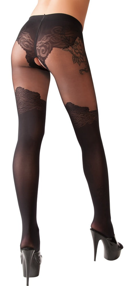 Cottelli Strumpfhose im Overknee-Look, ouvert