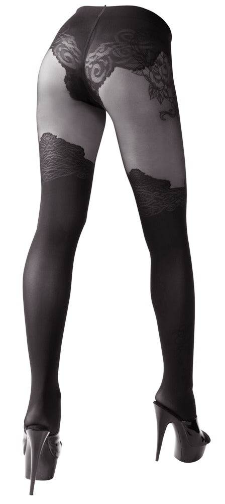 Cottelli Strumpfhose im Overknee-Look, ouvert