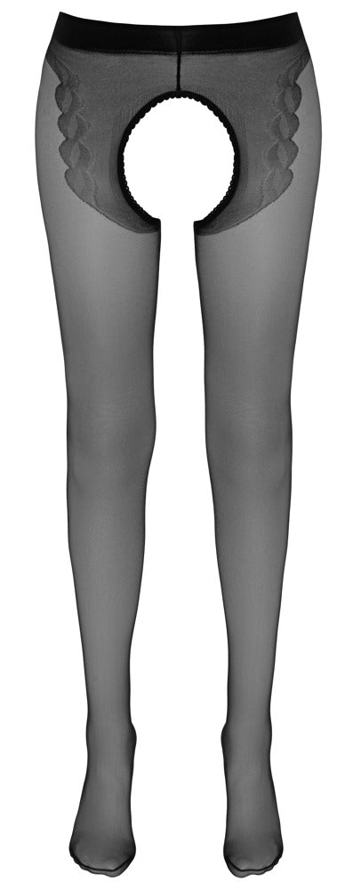 Cottelli Strumpfhose mit eingewebtem Tanga, ouvert