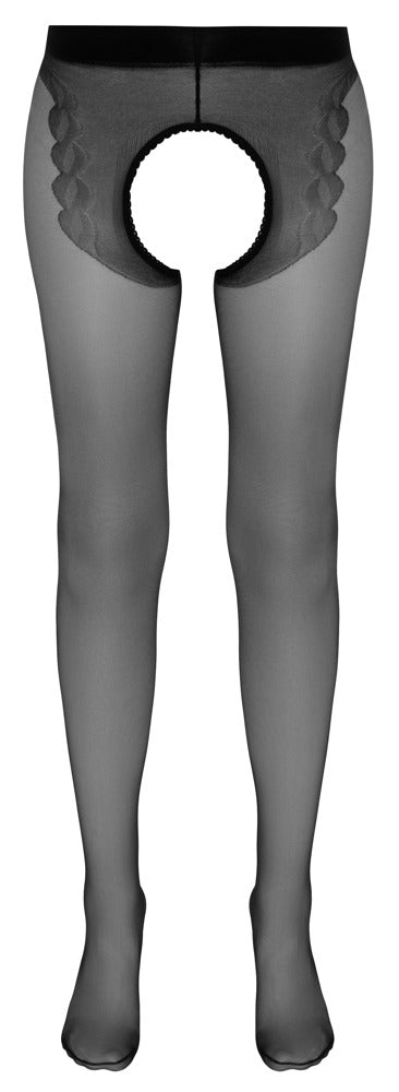 Cottelli Strumpfhose mit roter Ziernaht, ouvert