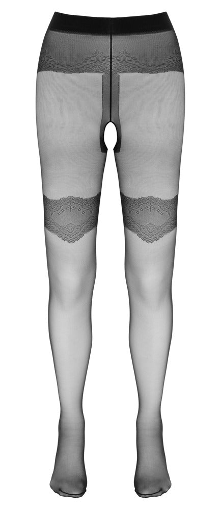 Cottelli Strumpfhose mit eingewebten Strumpfbändern, ouvert