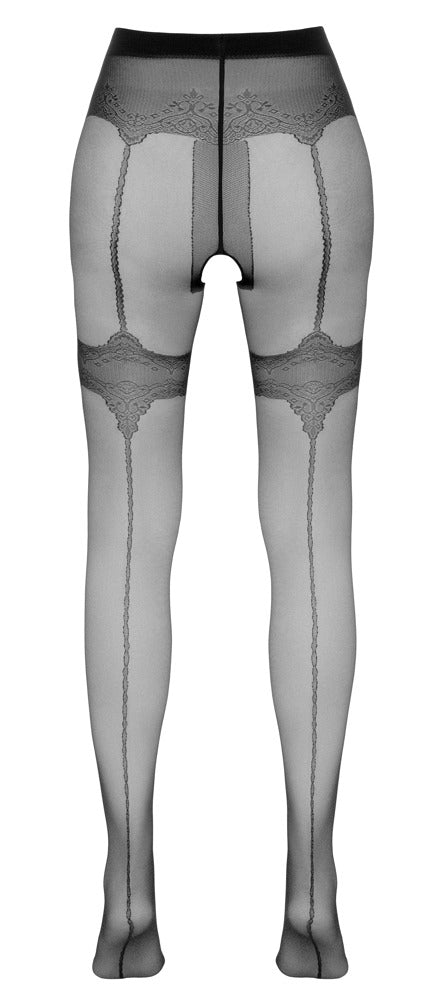 Cottelli Strumpfhose mit eingewebten Strumpfbändern, ouvert