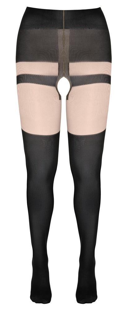 Cottelli Strumpfhose mit Muster in Schnür-Optik, ouvert