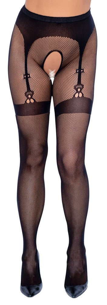 Cottelli Netz-Strumpfhose in Strapsgurt-Optik