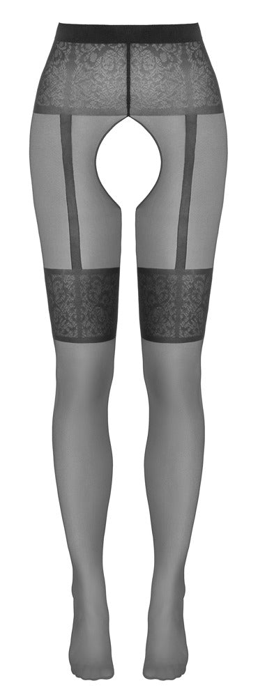 Cottelli Strumpfhose mit Strapsgurt und Strumpfbändern, 20 den, ouvert