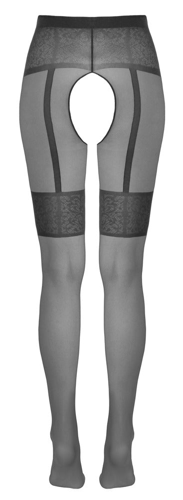 Cottelli Strumpfhose mit Strapsgurt und Strumpfbändern, 20 den, ouvert