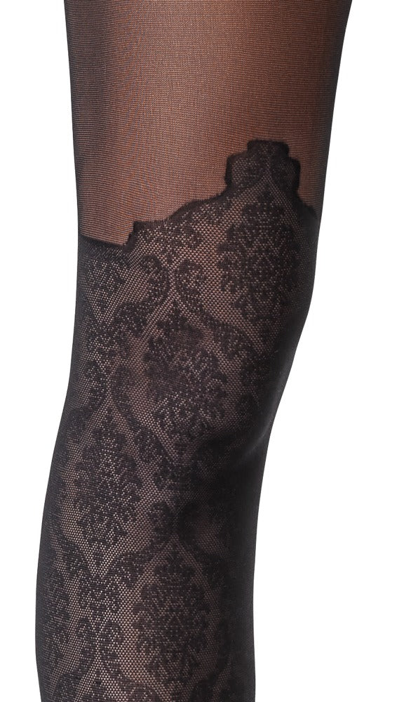 Cottelli Strumpfhose im Overknee-Look in Spitzenoptik, ouvert