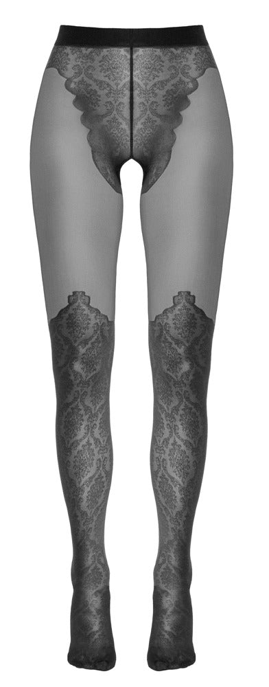 Cottelli Strumpfhose im Overknee-Look in Spitzenoptik, ouvert