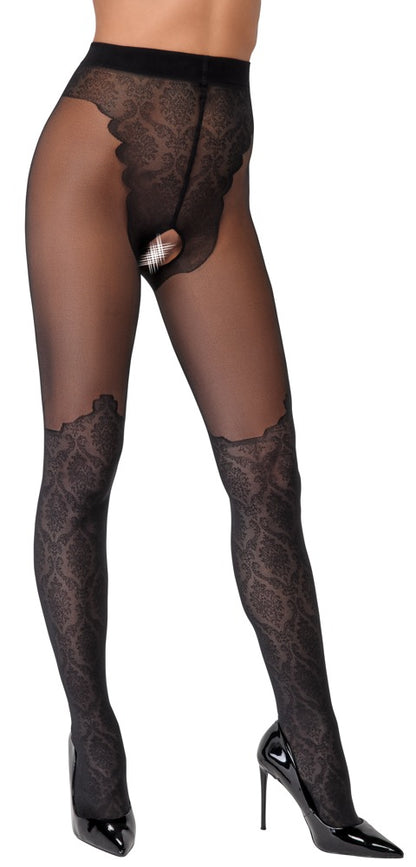 Cottelli Strumpfhose im Overknee-Look in Spitzenoptik, ouvert