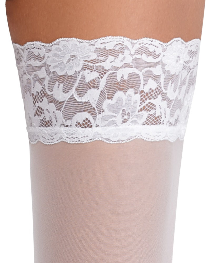 Cottelli halterlose Strümpfe mit 9 cm Spitzenabschluss, Weiß