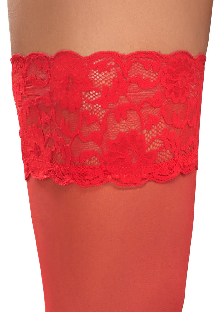 Cottelli halterlose Strümpfe mit 9 cm Spitzenabschluss, Rot