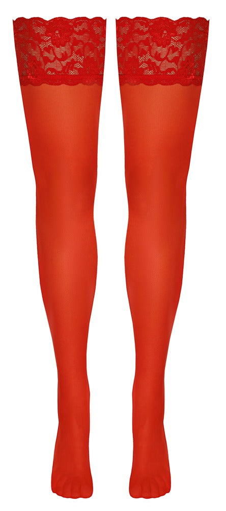 Cottelli halterlose Strümpfe mit 9 cm Spitzenabschluss, Rot