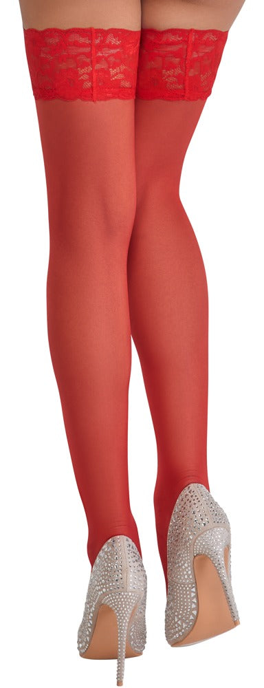 Cottelli halterlose Strümpfe mit 9 cm Spitzenabschluss, Rot