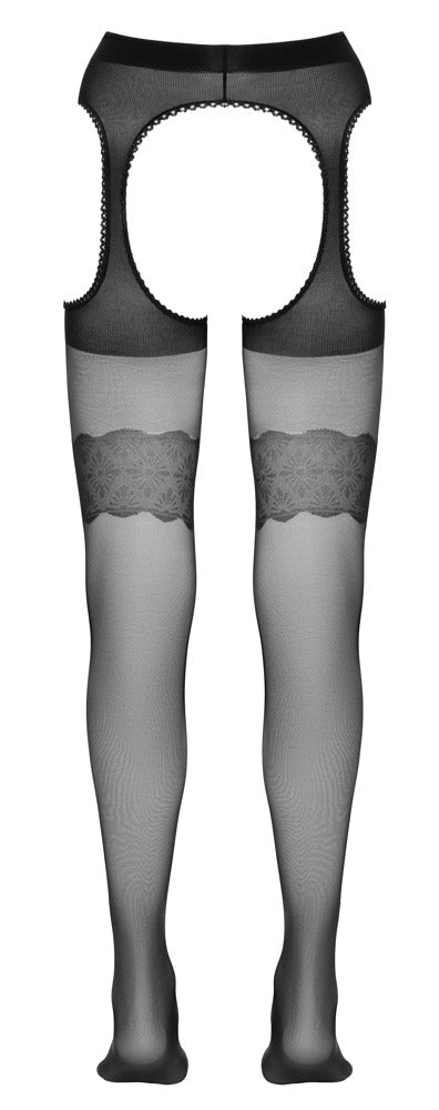 Cottelli Strumpfhose mit Cut-outs und Strumpfband, ouvert