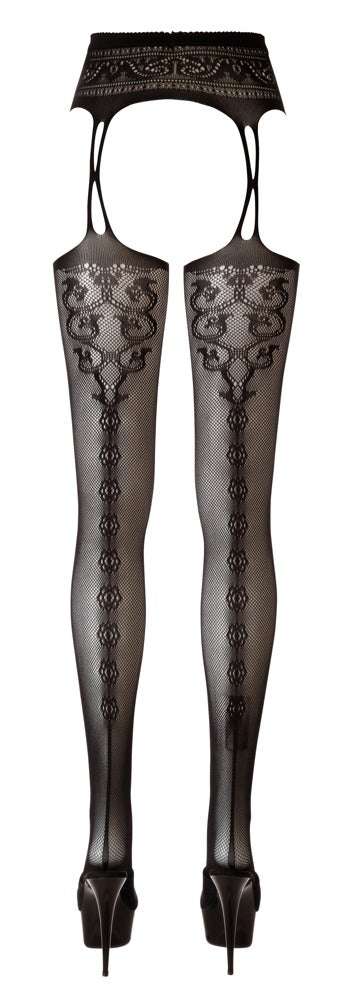 Cottelli Netz-Strumpfhose in Strapsgurt-Optik mit Verzierung, ouvert