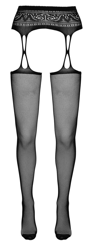 Cottelli Netz-Strumpfhose in Strapsgurt-Optik mit Verzierung, ouvert