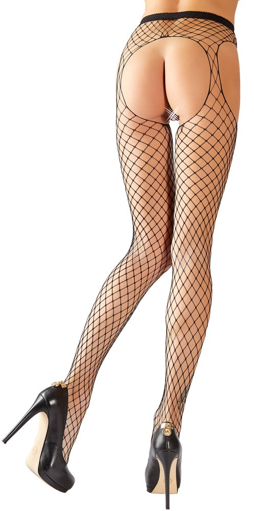 Cottelli Sexstrumpfhose mit Cut-outs aus grobem Netz, ouvert