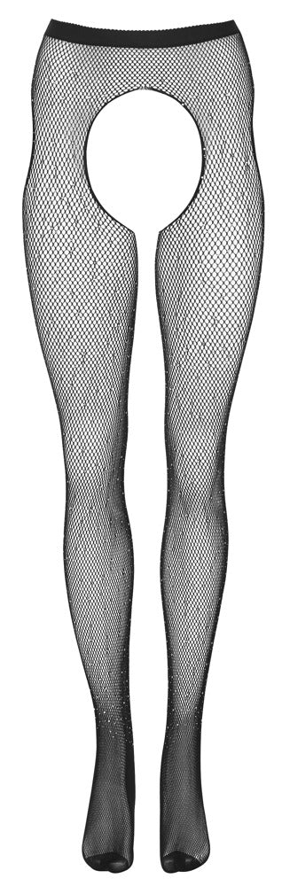 Cottelli Sexstrumpfhose mit Glitzersteinchen, ouvert