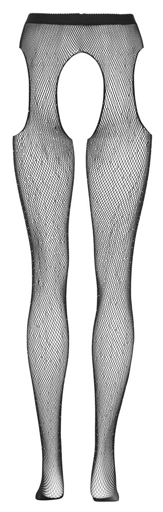 Cottelli Sexstrumpfhose mit Glitzersteinchen, ouvert