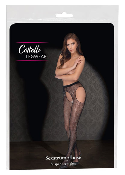 Cottelli Sexstrumpfhose mit Glitzersteinchen, ouvert
