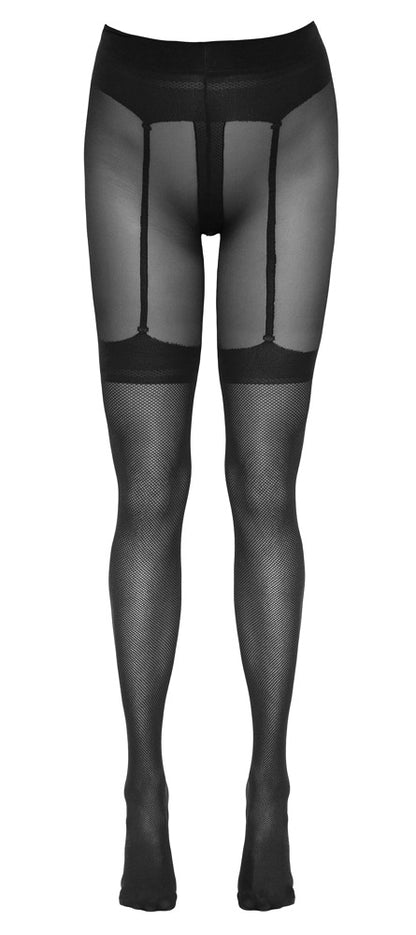 Cottelli Netz-Strumpfhose mit Strapsgurt, 30 den, ouvert