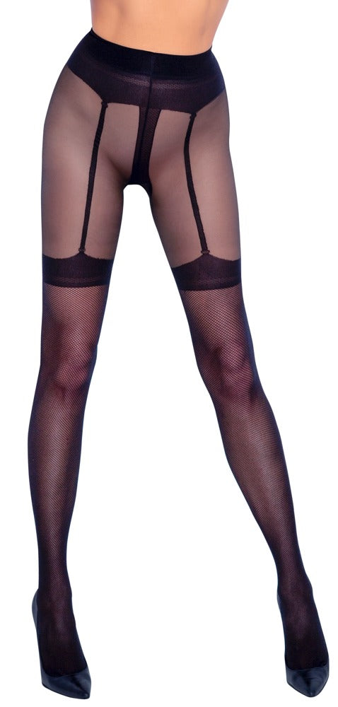 Cottelli Netz-Strumpfhose mit Strapsgurt, 30 den, ouvert