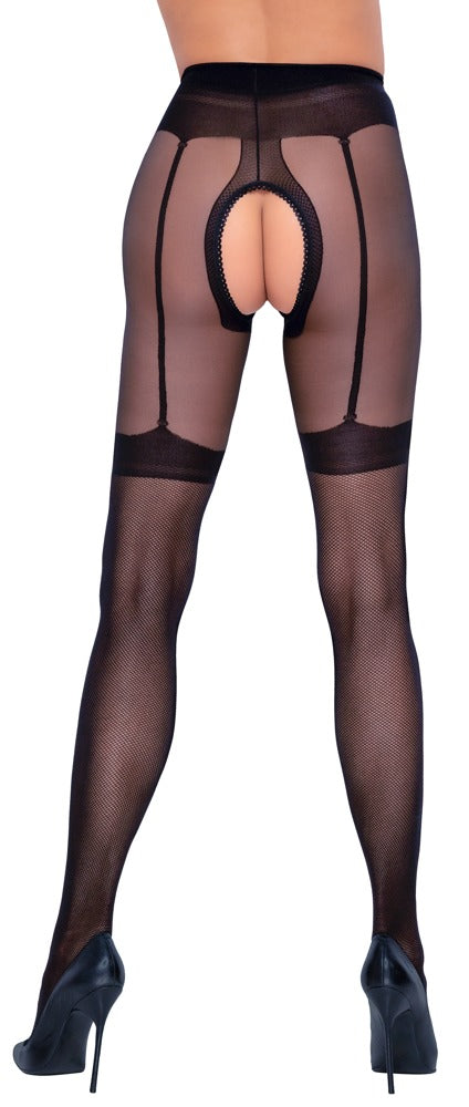 Cottelli Netz-Strumpfhose mit Strapsgurt, 30 den, ouvert