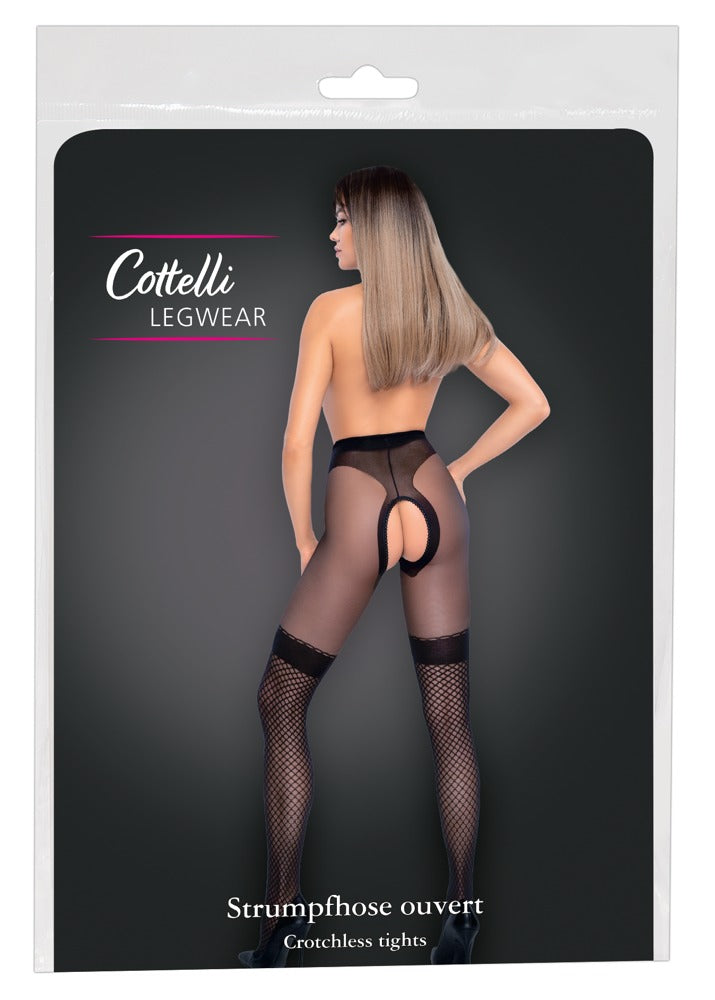 Cottelli Strumpfhose im Overknee-Look, 30 den, ouvert