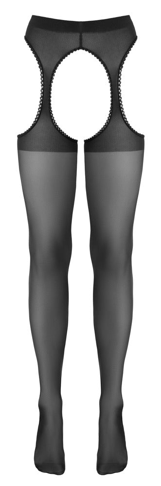 Cottelli Sex-Strumpfhose mit Ziernaht und Cut-outs, ouvert