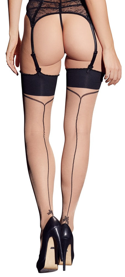 Cottelli Strapsstrümpfe mit Naht und Schleife