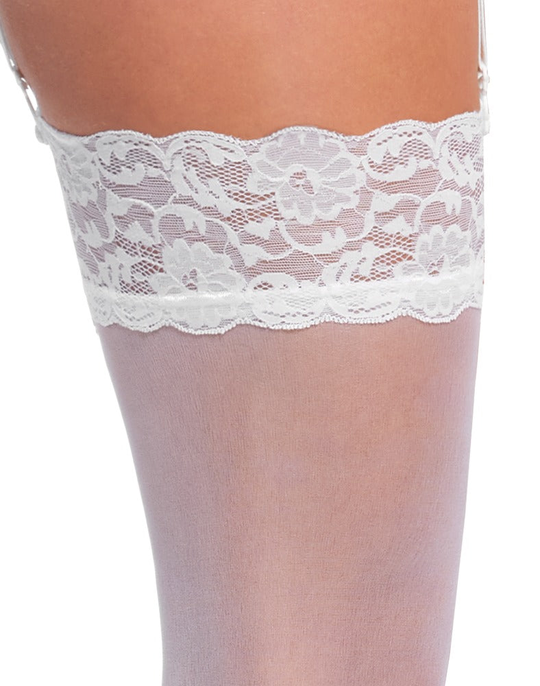 Cottelli Strapsstrümpfe mit 9 cm Spitzenabschluss, Weiß