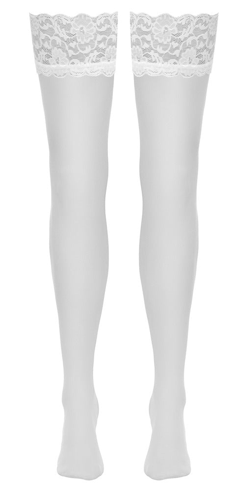 Cottelli Strapsstrümpfe mit 9 cm Spitzenabschluss, Weiß