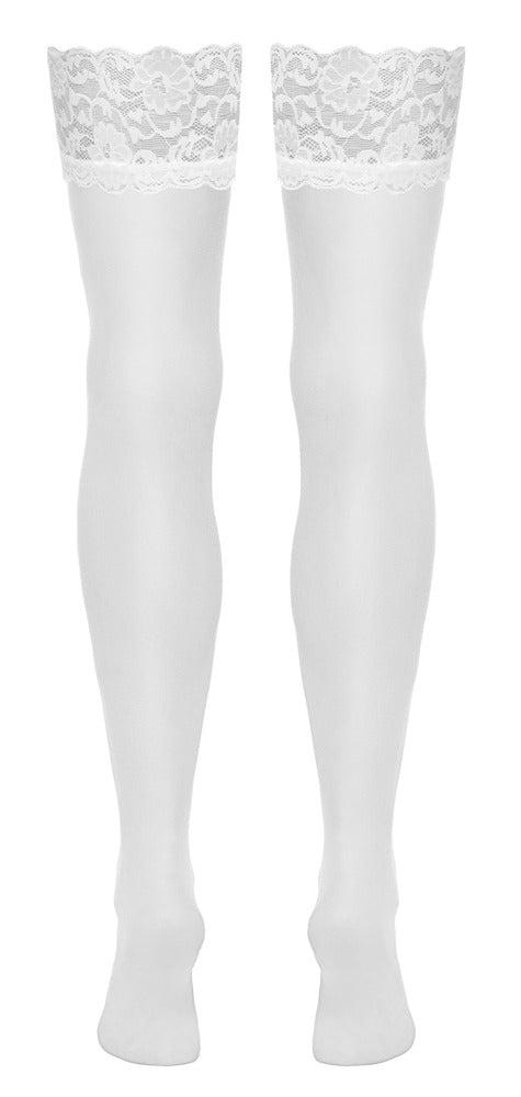 Cottelli Strapsstrümpfe mit 9 cm Spitzenabschluss, Weiß