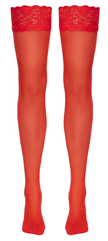 Cottelli Strapsstrümpfe mit 9 cm Spitzenabschluss, Rot