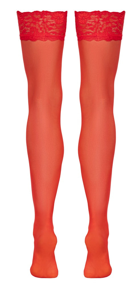 Cottelli Strapsstrümpfe mit 9 cm Spitzenabschluss, Rot