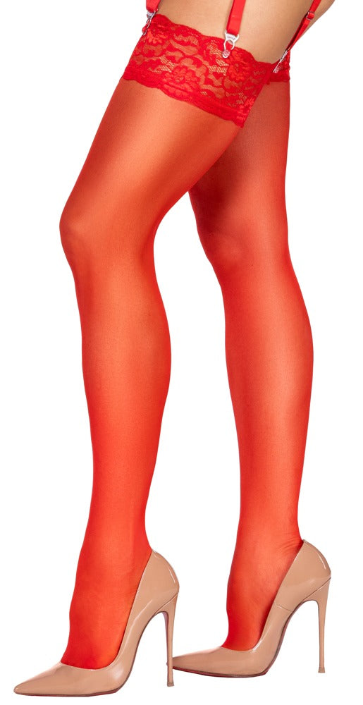 Cottelli Strapsstrümpfe mit 9 cm Spitzenabschluss, Rot