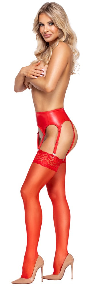 Cottelli Strapsstrümpfe mit 9 cm Spitzenabschluss, Rot