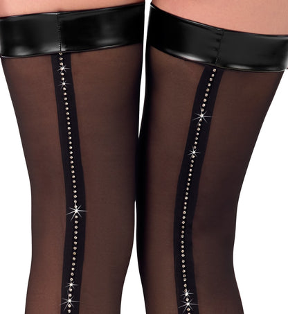 NOIR Overknees mit Glitzerstein-Naht