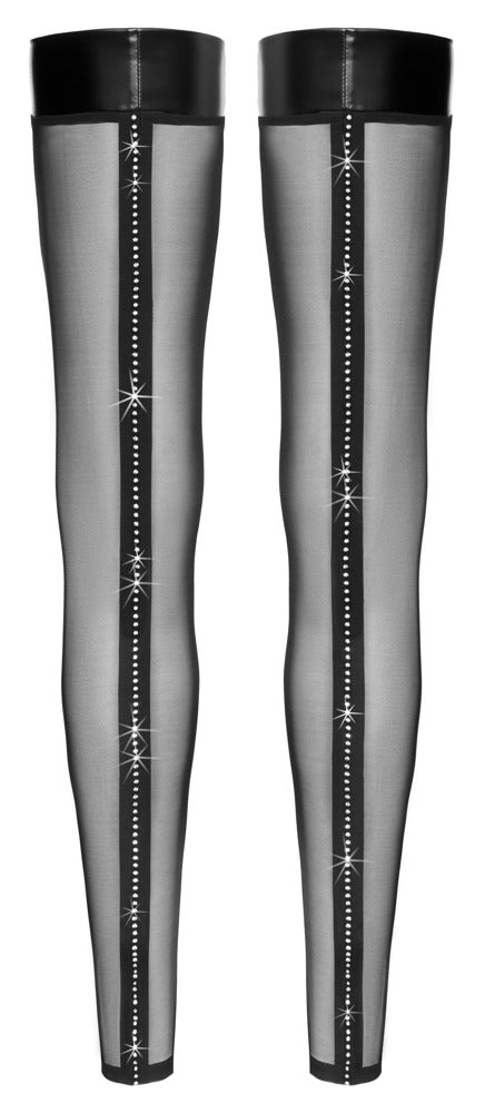 NOIR Overknees mit Glitzerstein-Naht