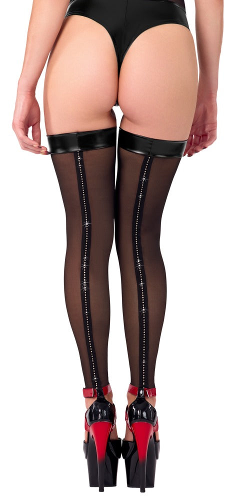 NOIR Overknees mit Glitzerstein-Naht