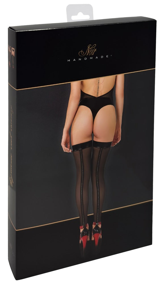 NOIR Overknees mit Glitzerstein-Naht