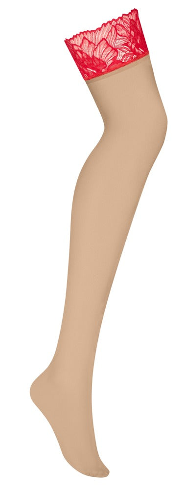 OBSESSIVE Straps-Strümpfe mit Spitzen-Abschluss