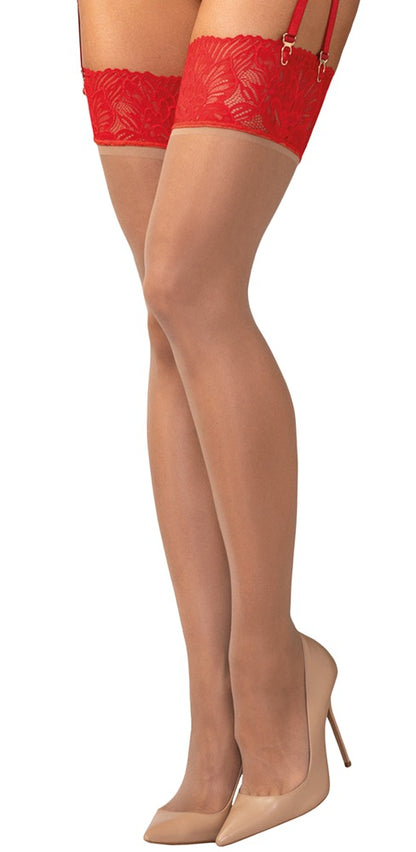 OBSESSIVE Straps-Strümpfe mit Spitzen-Abschluss