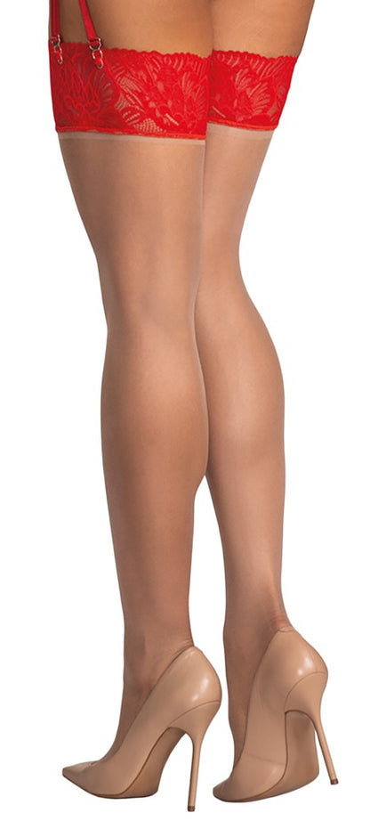 OBSESSIVE Straps-Strümpfe mit Spitzen-Abschluss