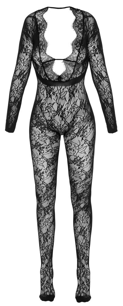 Fantasy Langarm-Catsuit in Spitzenoptik, ouvert