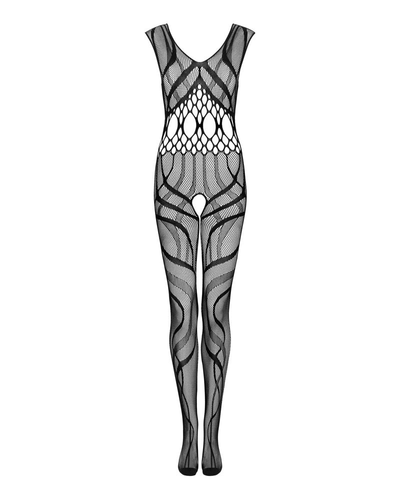 OBSESSIVE Netz-Catsuit ouvert mit Fuß
