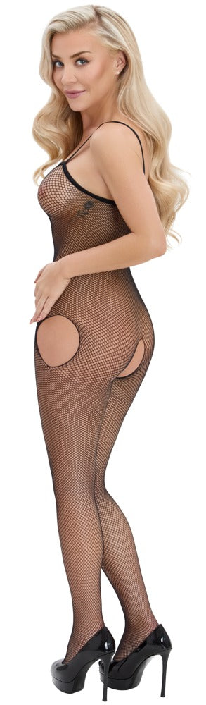 Fantasy Netz-Catsuit mit Fuß und Hüft-Cut-outs, ouvert
