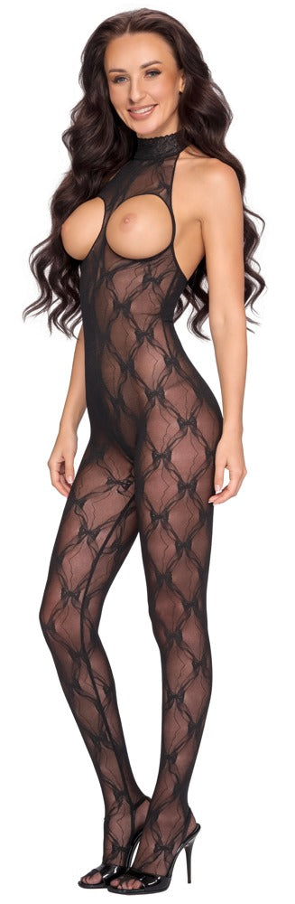 Fantasy Ouvert-Catsuit aus Rautenspitze mit Halsband
