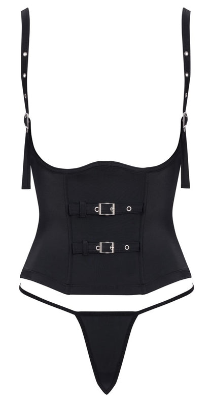 Cottelli Open-Bust-Taillen-Corsage mit Mini-String