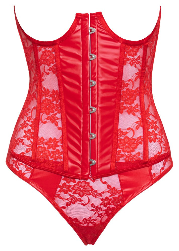 COTTELLI busenfreie Corsage in Rot, Wetlook & Spitze